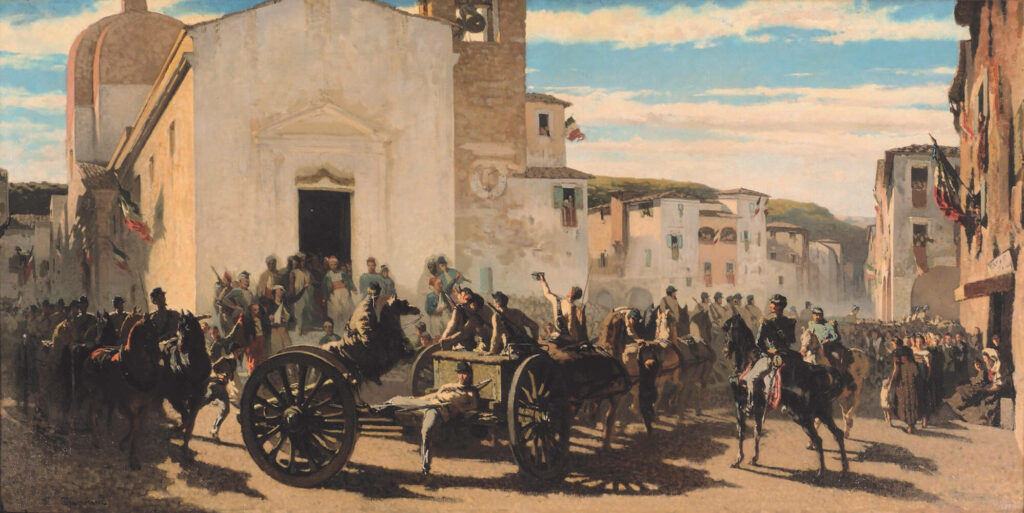 L'artiglieria toscana a Montechiaro salutata dai francesi a Solferino